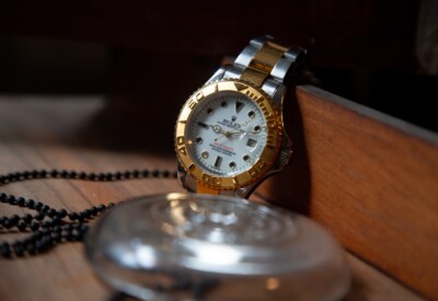 silver and gold rolex watch