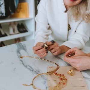 Inherited jewelry pieces, including vintage rings and necklaces, symbolizing the option to sell family heirlooms that don't match personal style at Diamond Banc.